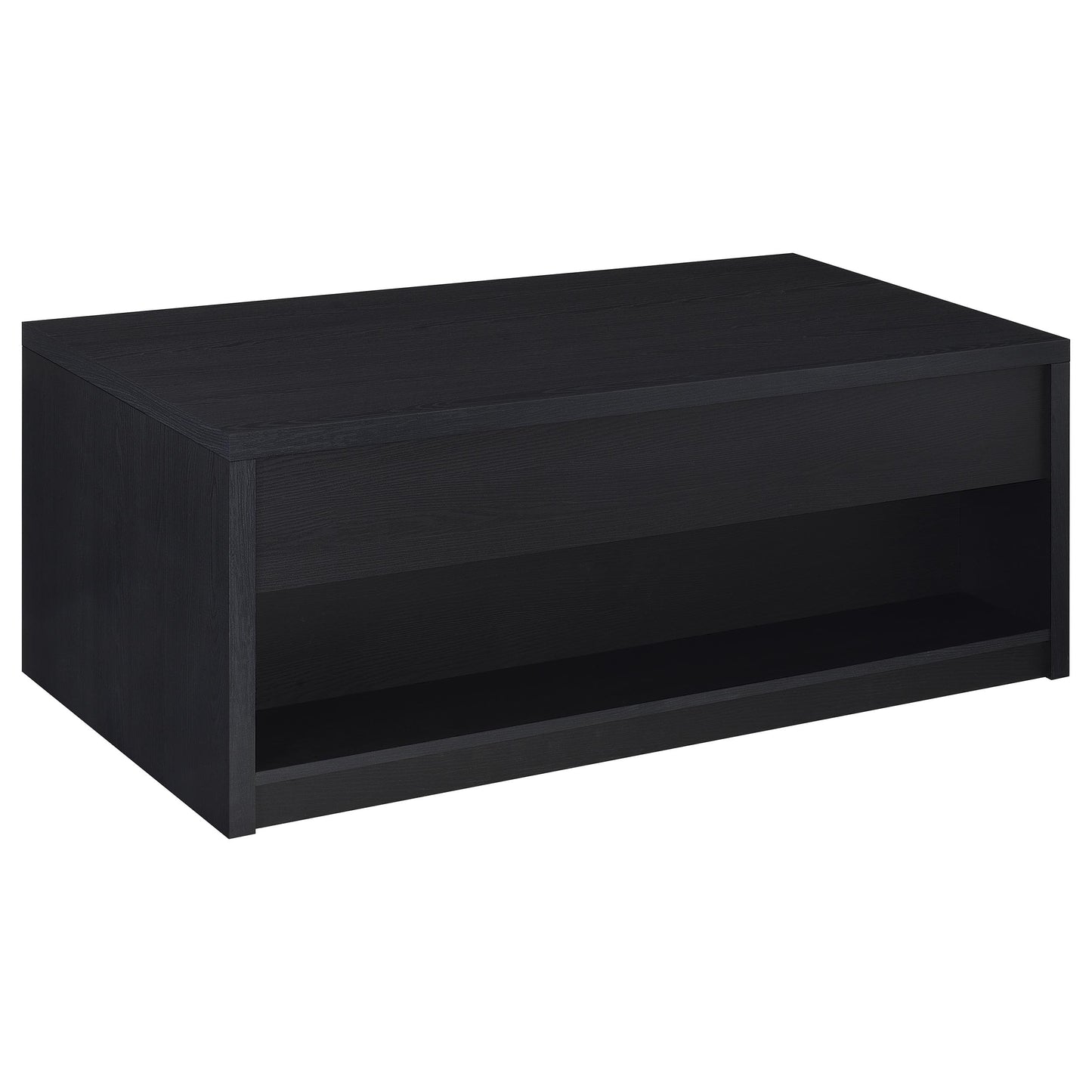 Mesa de centro elevable Knapp con dos cajones, color negro