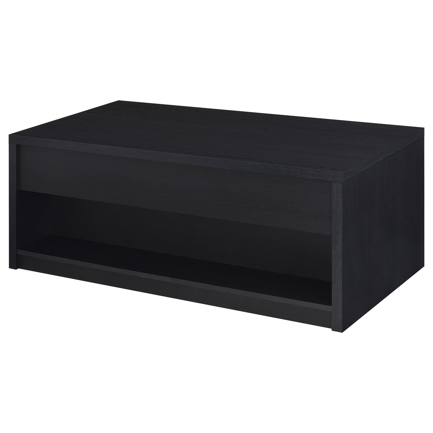 Mesa de centro elevable Knapp con dos cajones, color negro