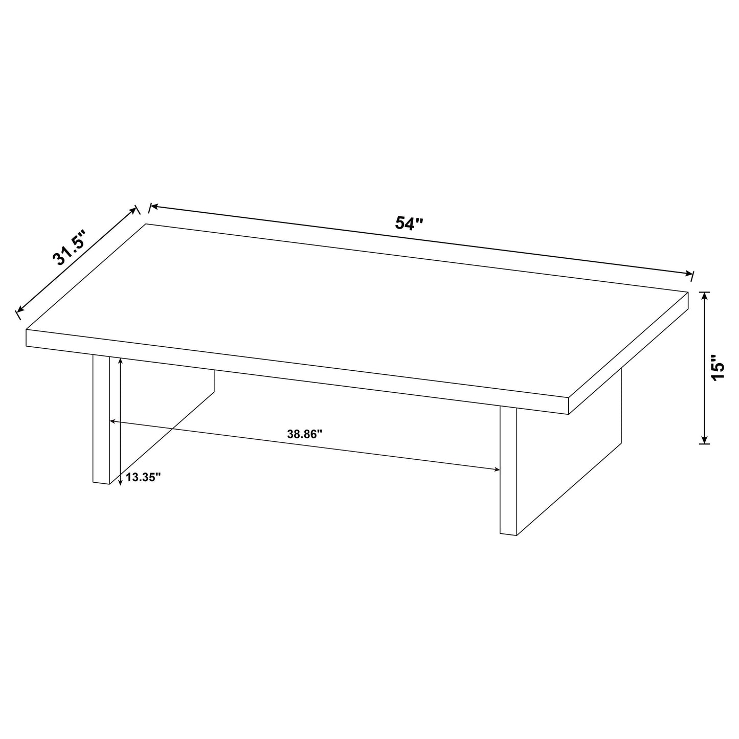 Juego de mesa de centro y auxiliar rectangular Max de 3 piezas, color negro