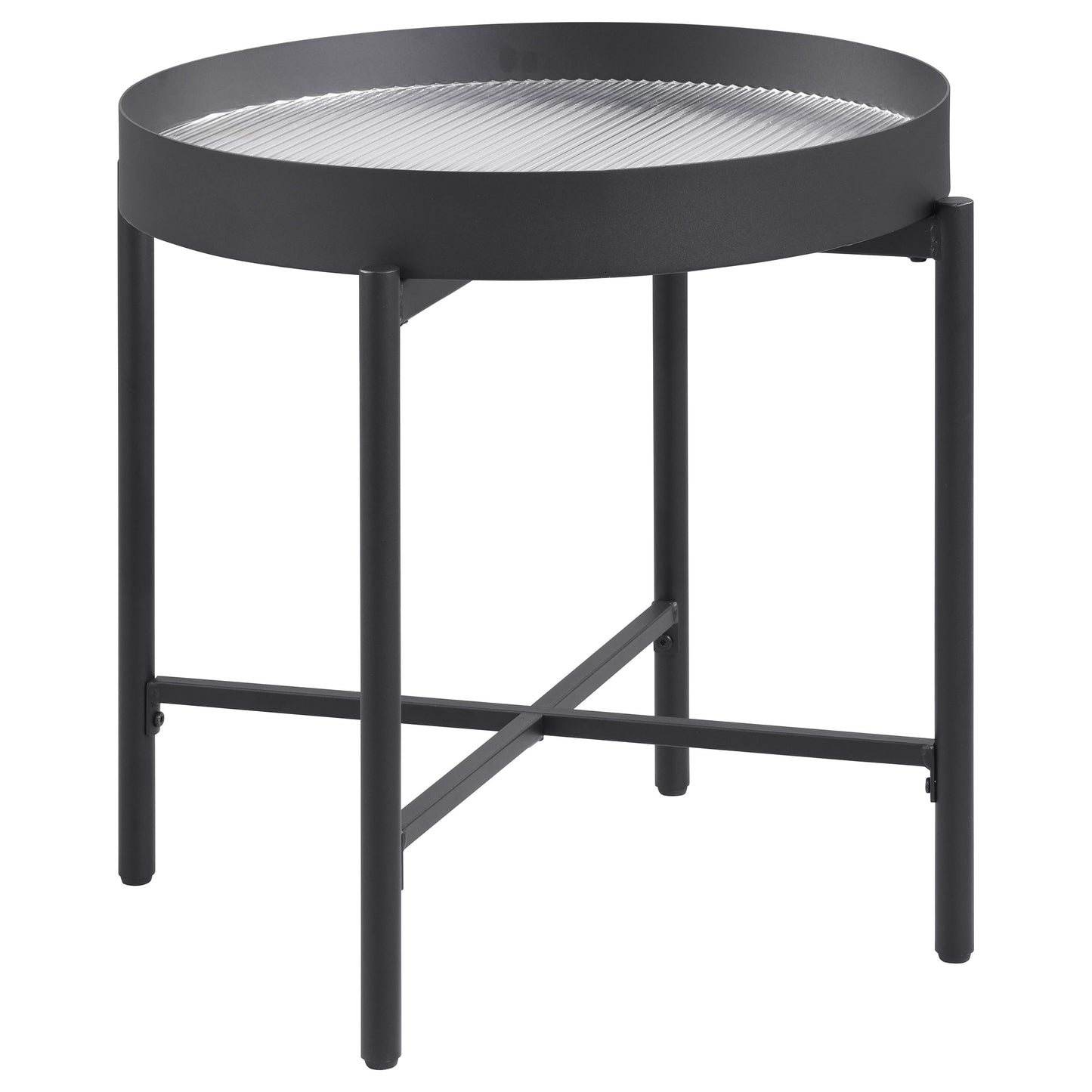 Juego de mesa auxiliar y de centro redonda de 3 piezas Ozella en color negro arena