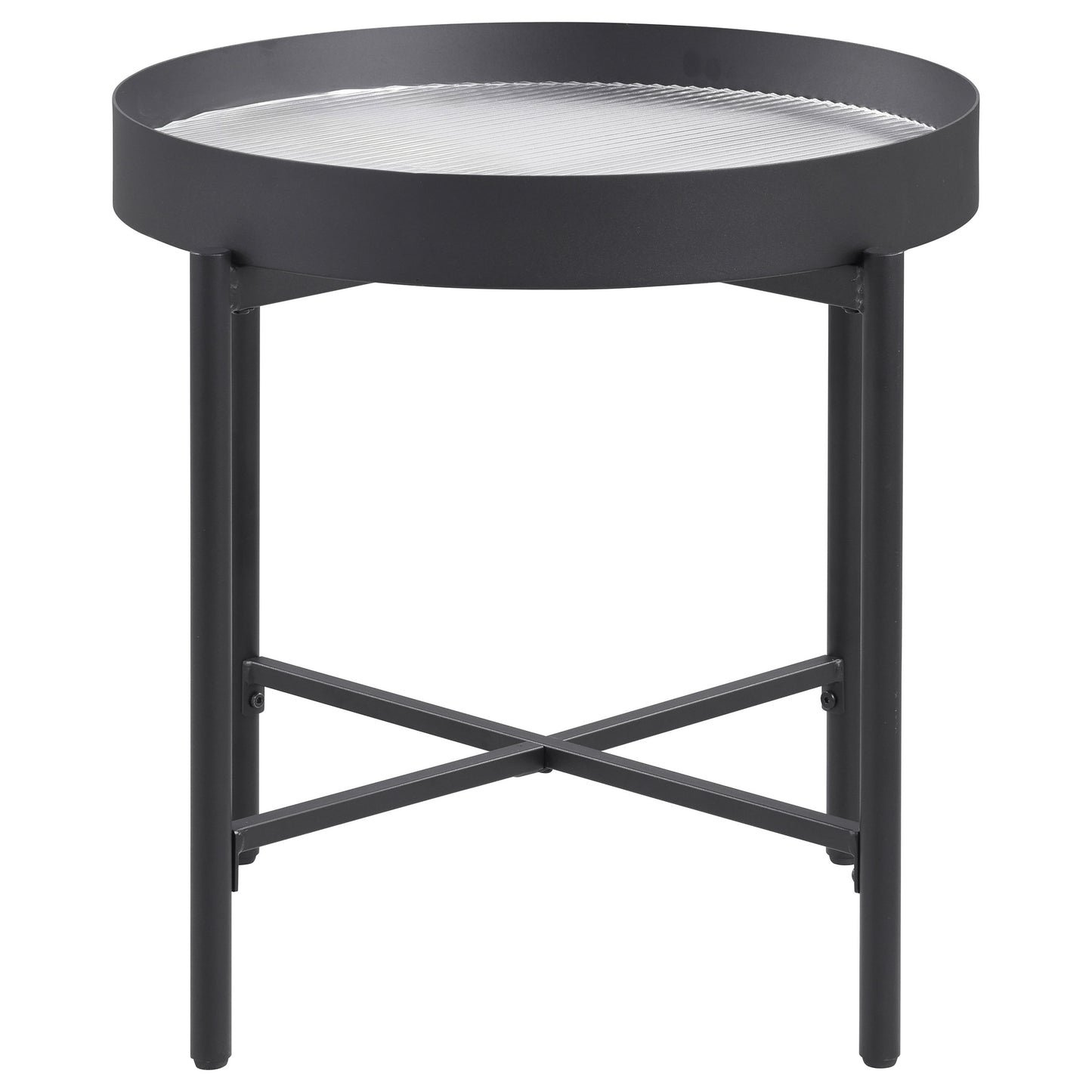 Juego de mesa auxiliar y de centro redonda de 3 piezas Ozella en color negro arena