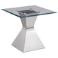 Juego de mesa de centro y auxiliar rectangular Jenny de 3 piezas, cromado