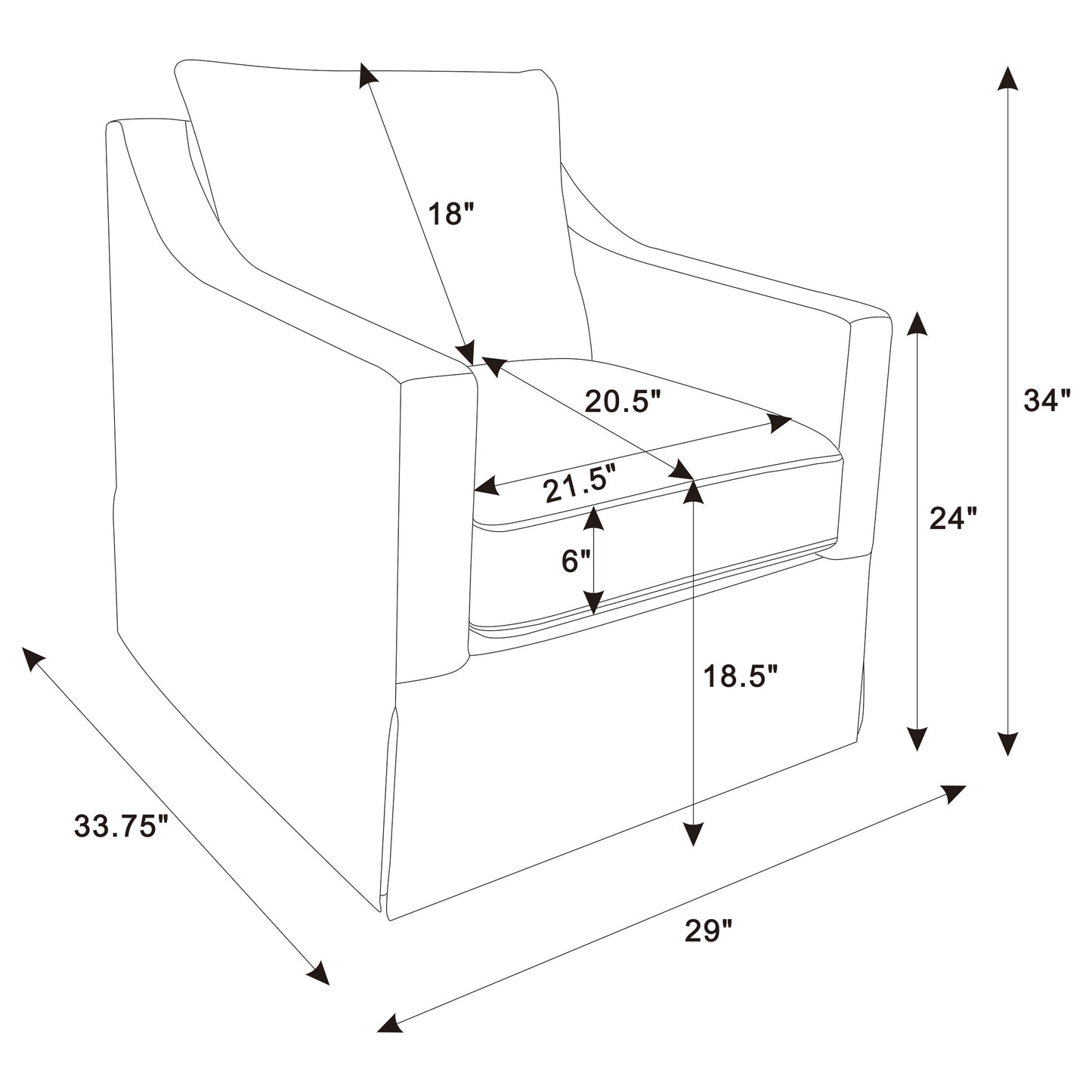 Sillón giratorio con brazos inclinados tapizado de invierno, color beige