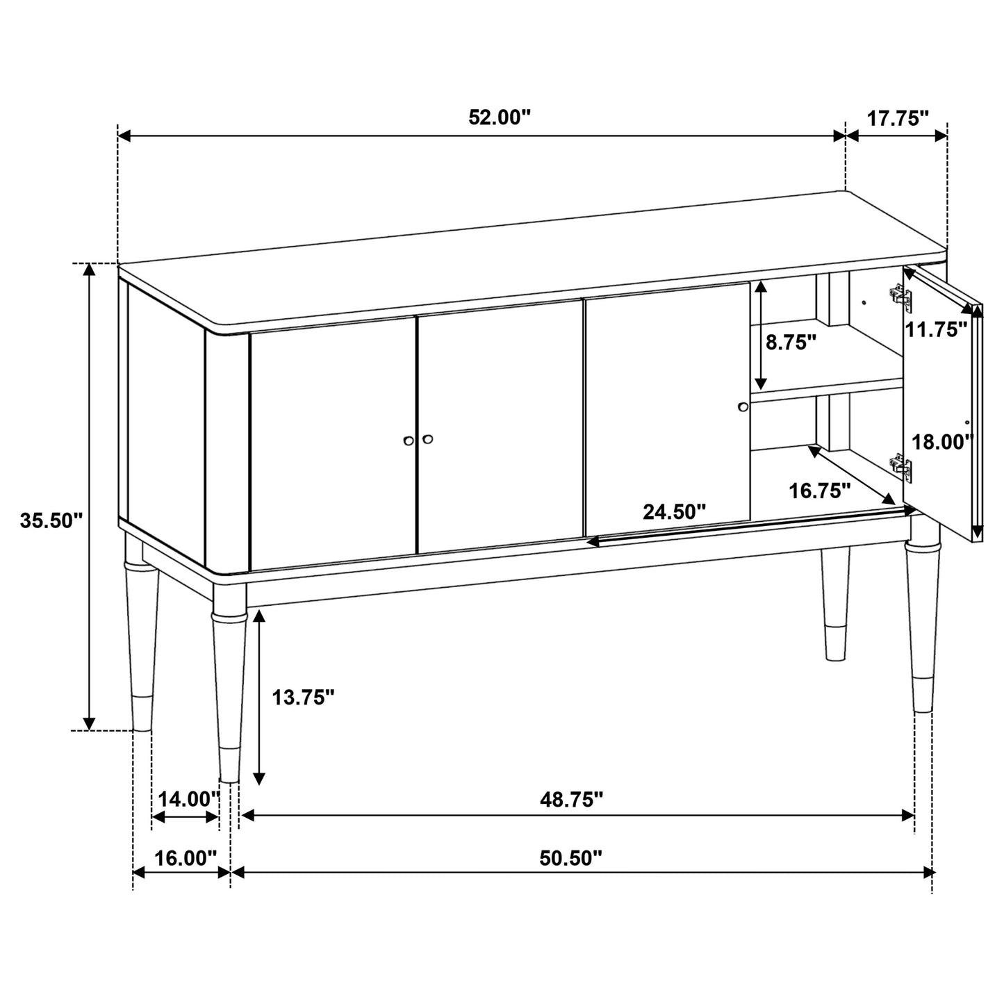Juego de comedor Reseda de 8 piezas con aparador en marrón ceniza