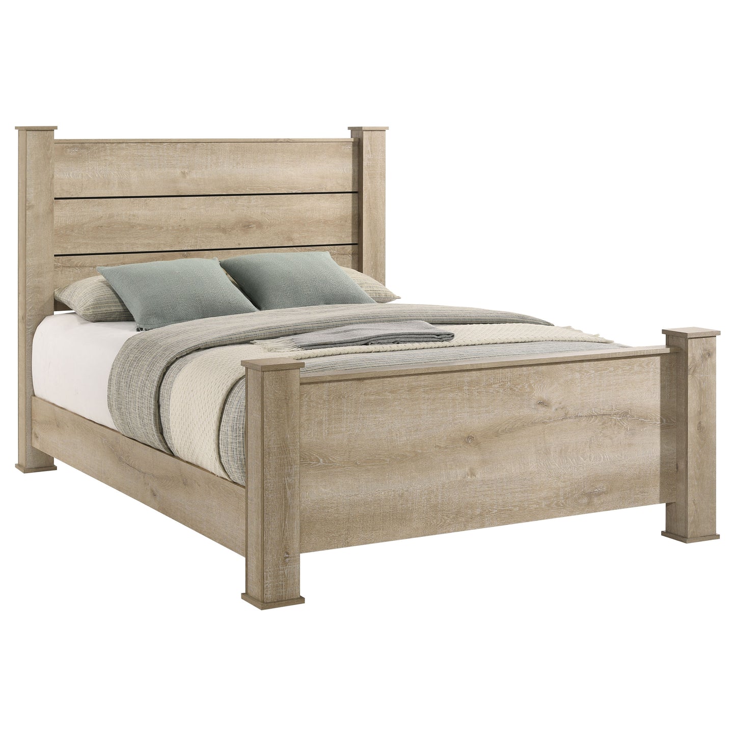 Cama Oakglen de 55 pulgadas con paneles estilo Eastern King, roble desgastado