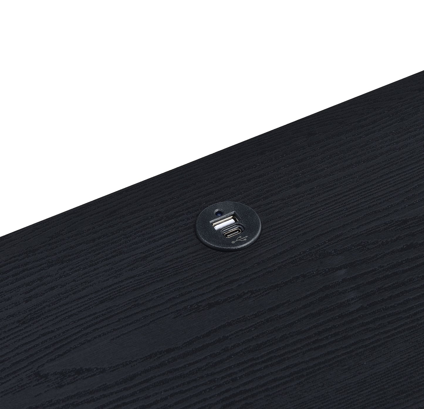 Mesita de noche Westpark de 2 cajones con luces LED y USB, color negro