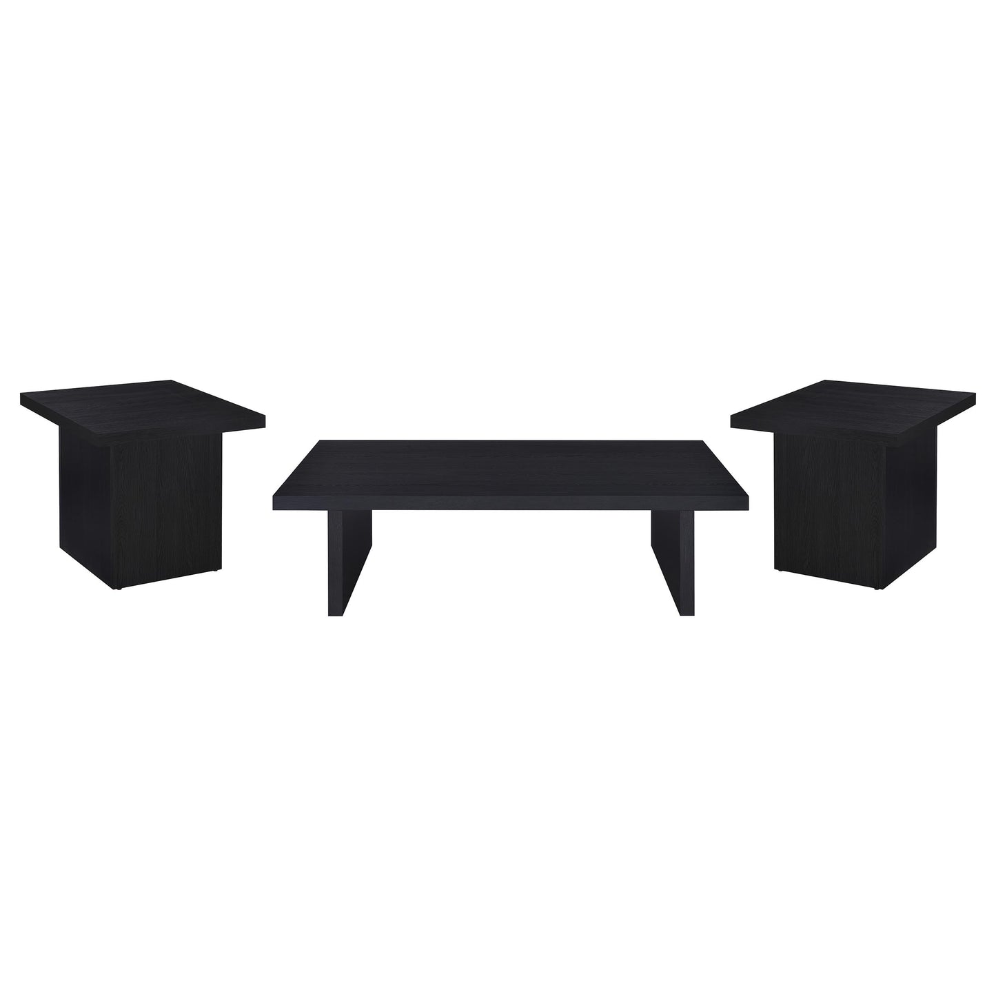 Juego de mesa de centro y auxiliar rectangular Max de 3 piezas, color negro