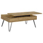 Juego de mesa auxiliar y de centro elevable de 2 piezas Fanning en roble dorado