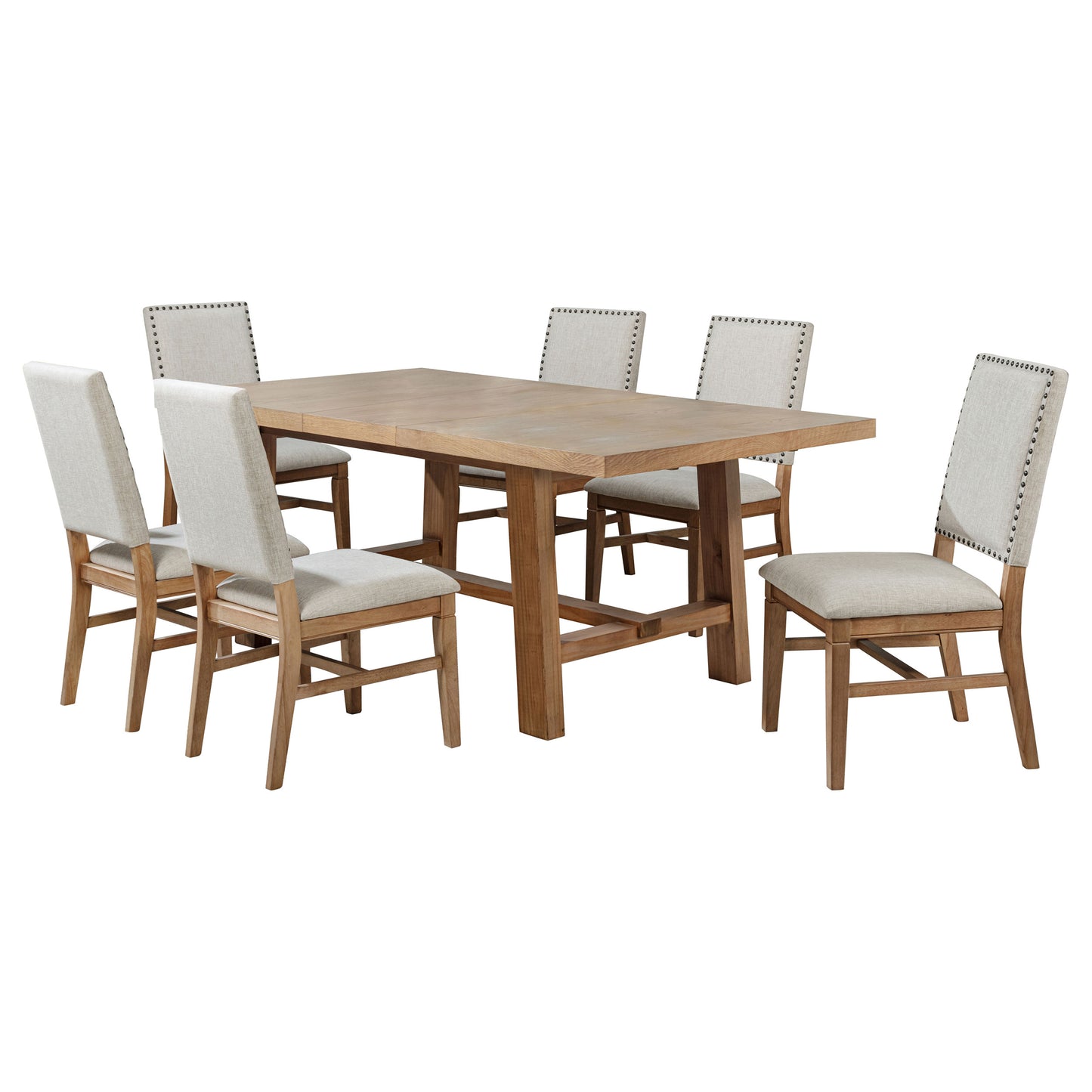 Juego de comedor extensible Middleton de 7 piezas en marrón y beige