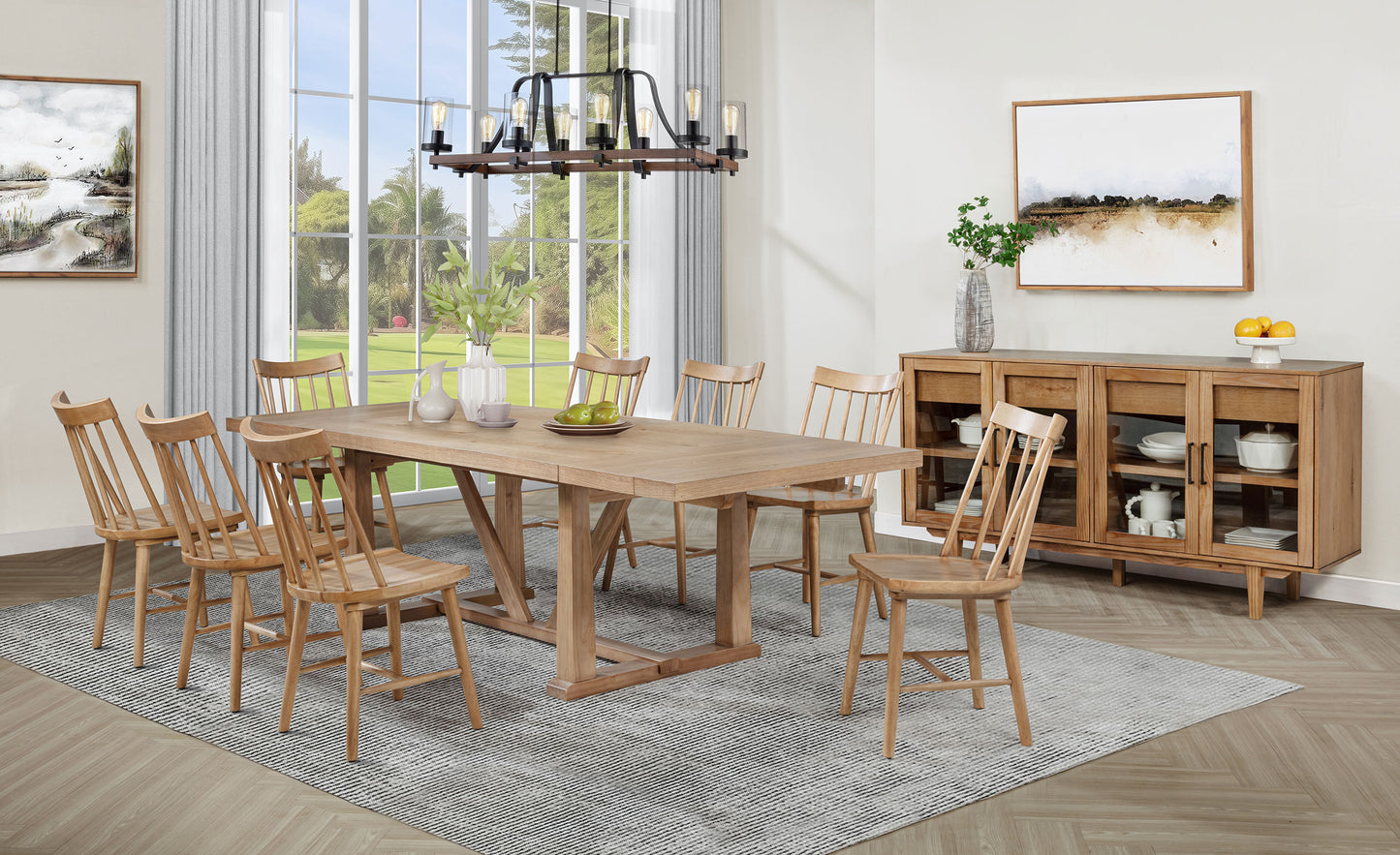 Juego de comedor extensible Middleton de 10 piezas en marrón y negro
