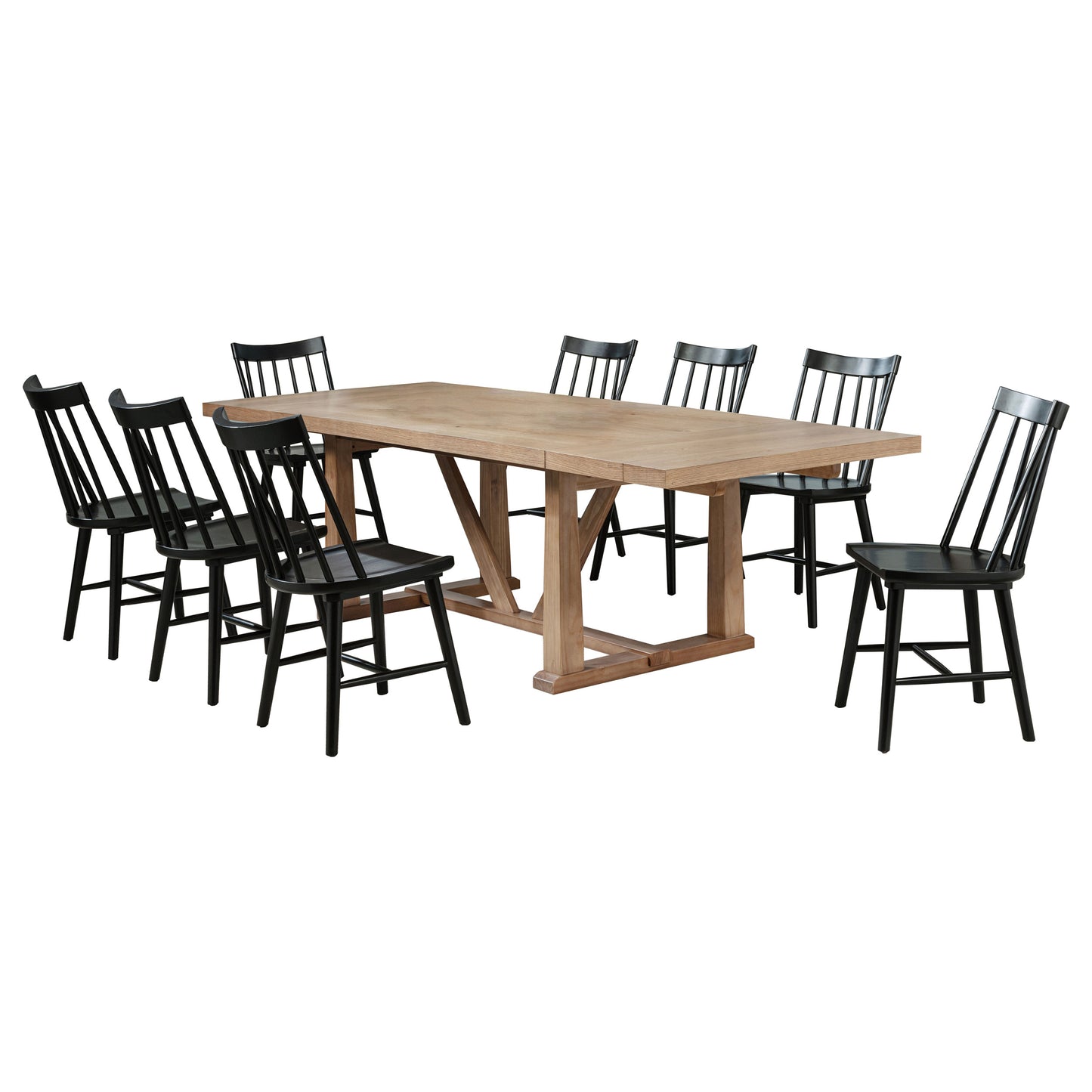 Juego de comedor extensible Middleton de 9 piezas en marrón y negro