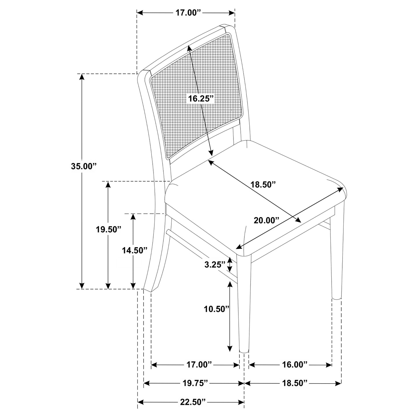 Silla de comedor Arini de ratán negro (juego de 2)