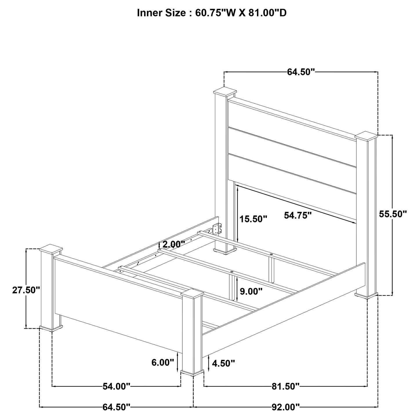 Juego de dormitorio Oakglen de 4 piezas tamaño Queen en roble desgastado