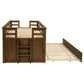 Cama individual tipo capitán Carlsbad Wood con cama nido, color marrón medio
