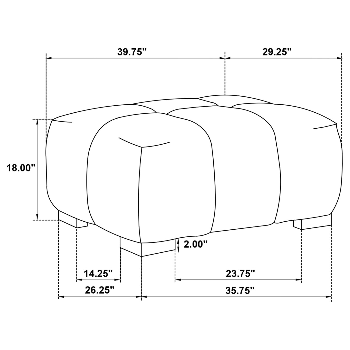 Otomana rectangular tapizada Octavia gris carbón