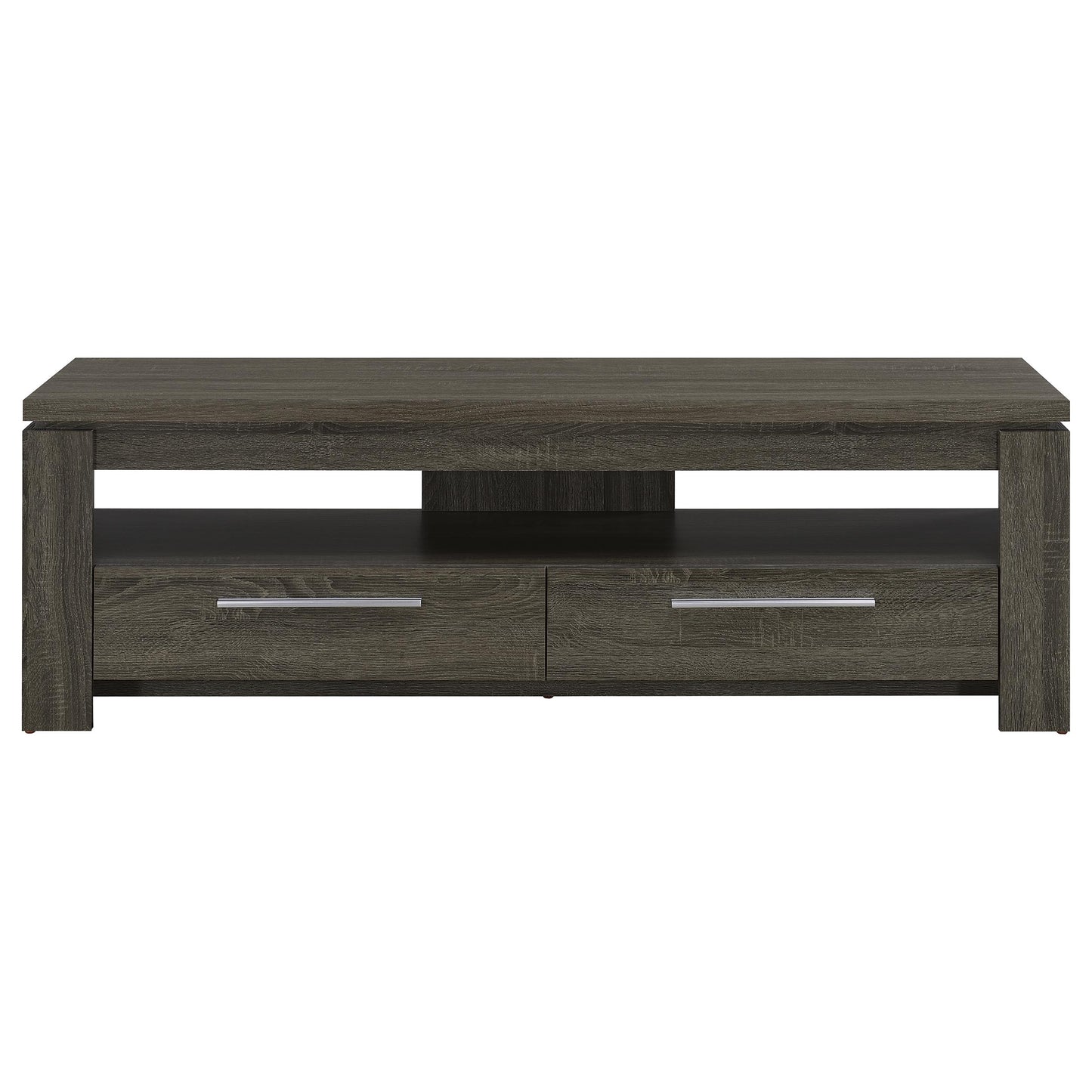 Mueble para TV Elkton de 59 pulgadas, madera de ingeniería con dos cajones, color gris desgastado