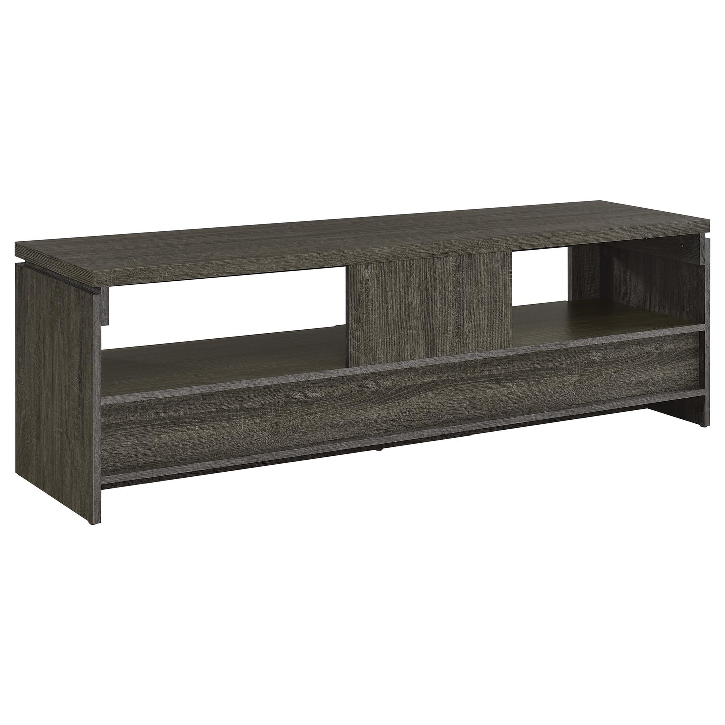 Mueble para TV Elkton de 59 pulgadas, madera de ingeniería con dos cajones, color gris desgastado
