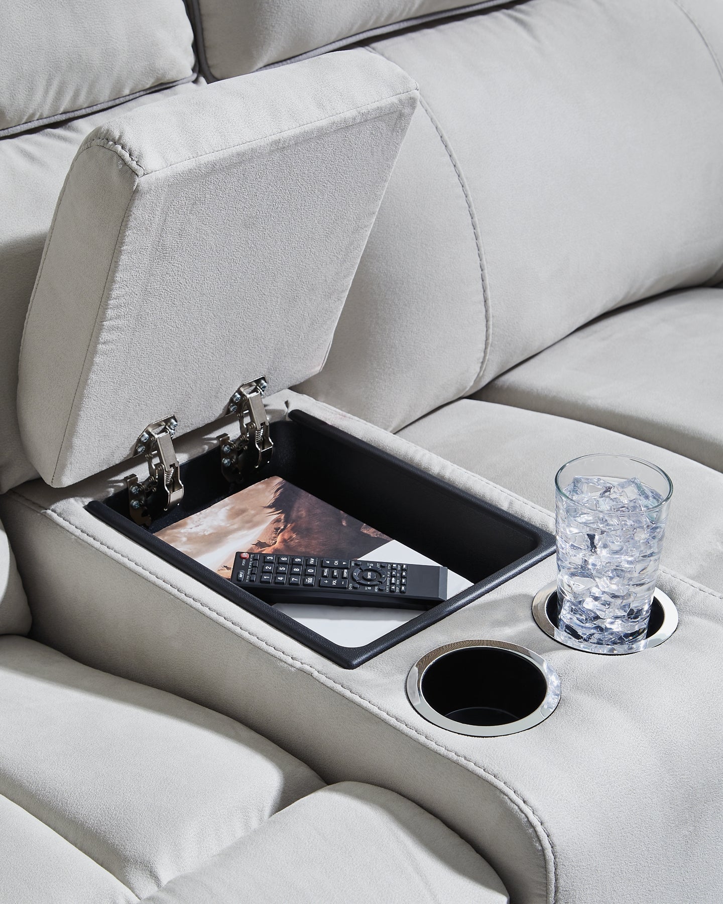 Sofá reclinable seccional de 6 piezas Social Pointe con consola de almacenamiento