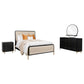 Juego de dormitorio Arini Eastern King de 4 piezas en color crema y negro