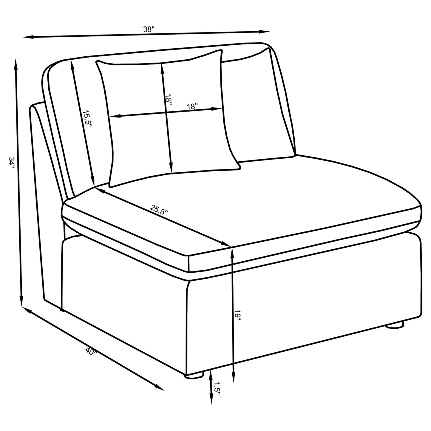 Sofá modular seccional tapizado Hobson de 5 piezas en color carbón