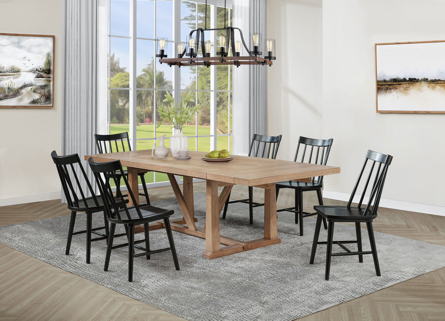 Juego de comedor extensible Middleton de 7 piezas en marrón y negro