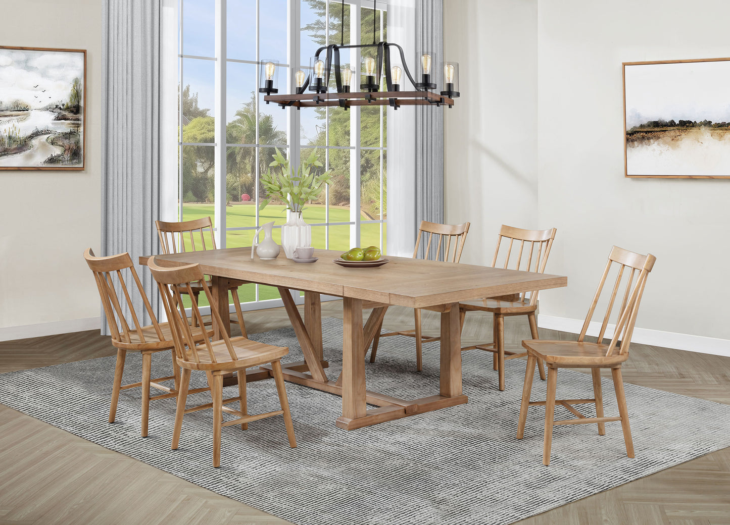 Juego de comedor extensible Middleton de 7 piezas, color marrón natural
