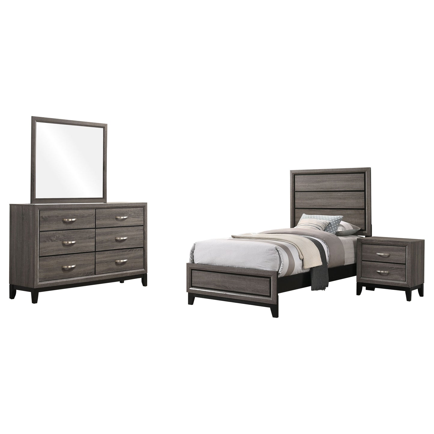 Juego de dormitorio Watson de 4 piezas en roble gris