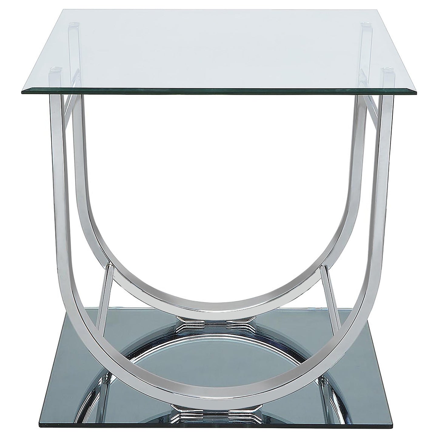 Juego de mesa auxiliar y de centro con tapa de vidrio de 2 piezas Danville, cromado