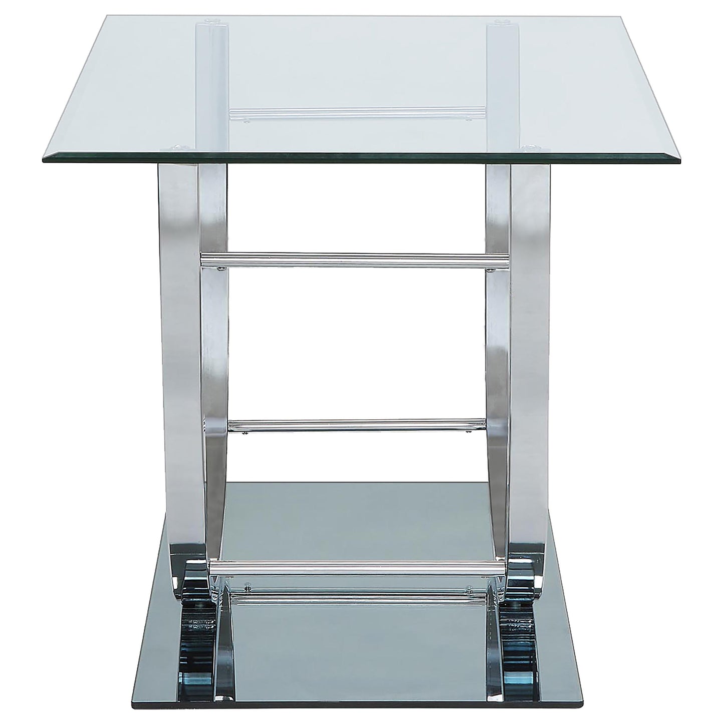 Juego de mesa auxiliar y de centro con tapa de vidrio de 2 piezas Danville, cromado