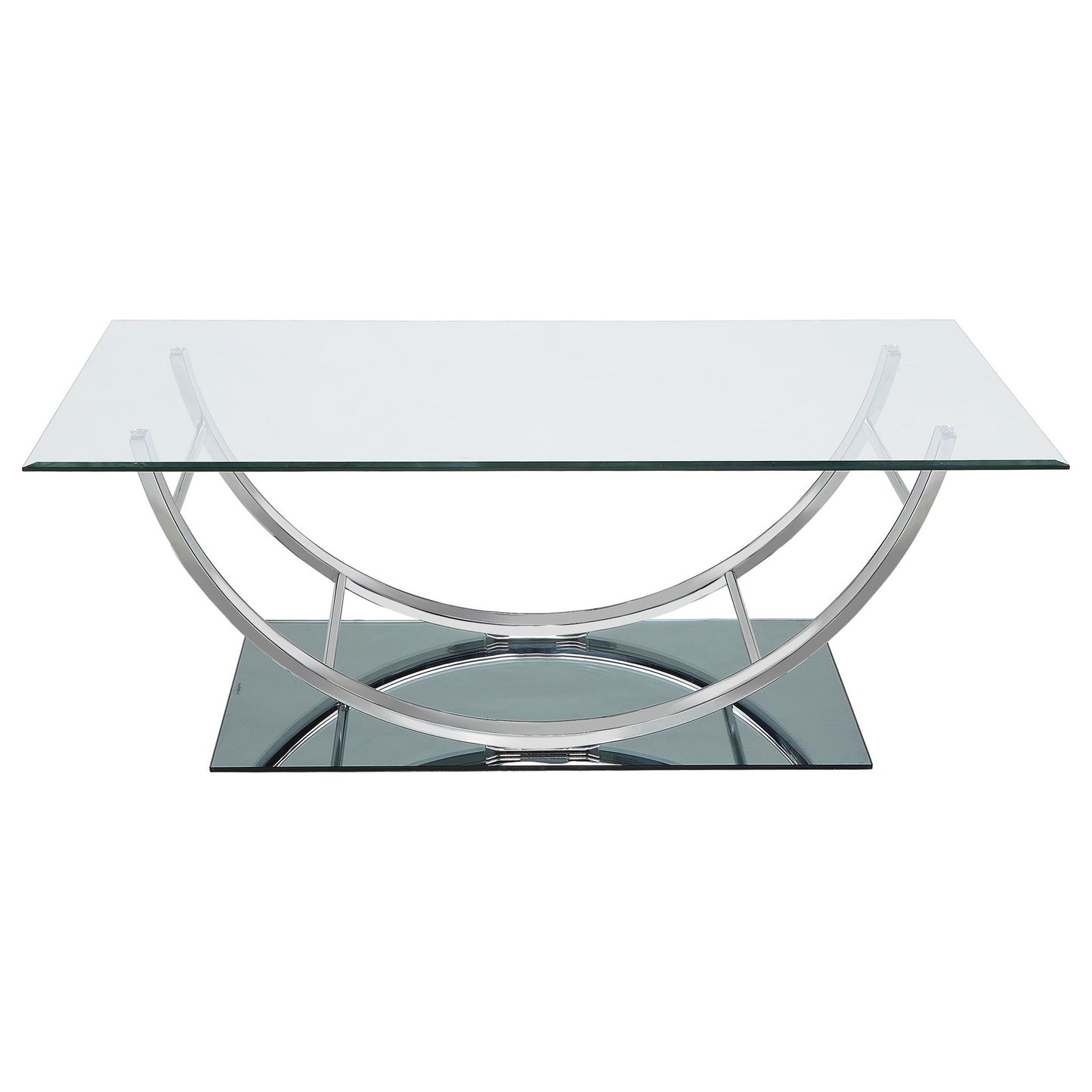 Juego de mesa auxiliar y de centro con tapa de vidrio de 2 piezas Danville, cromado