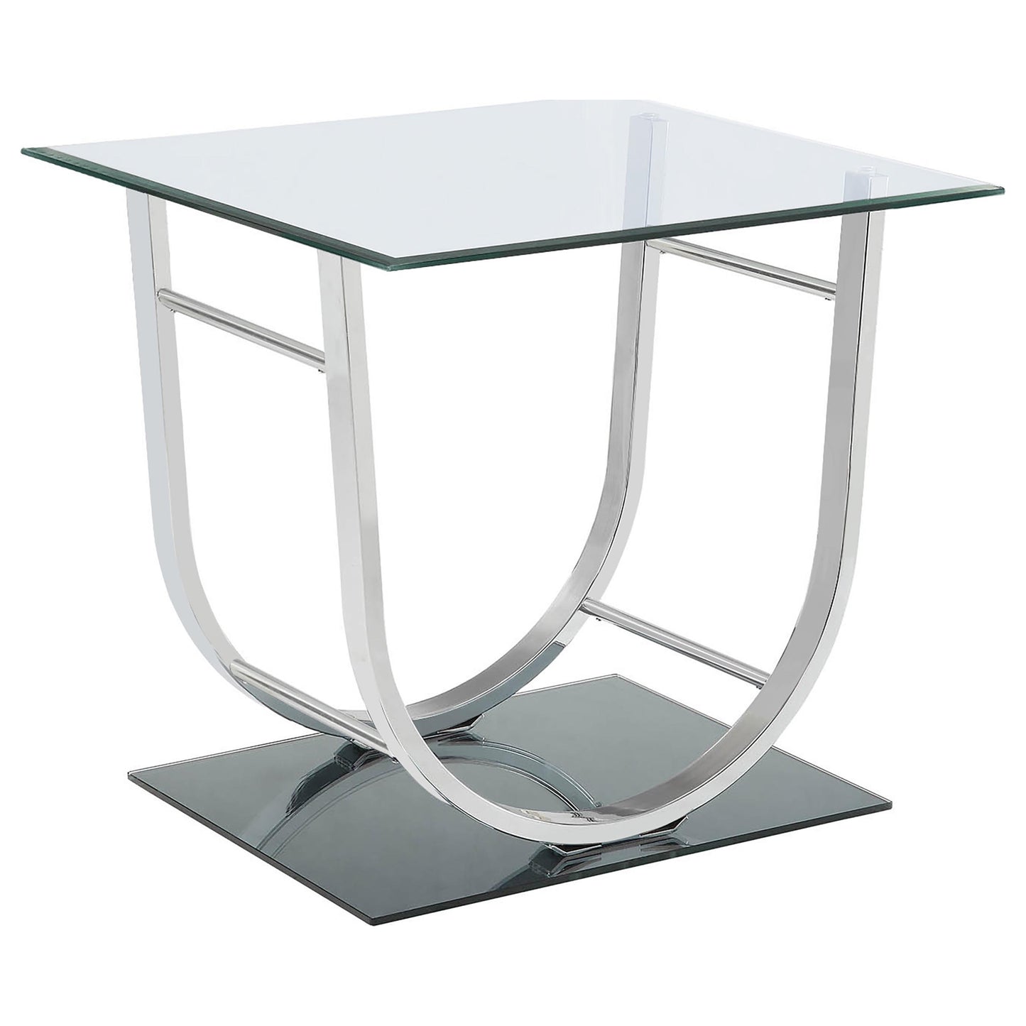 Juego de mesa auxiliar y de centro con tapa de vidrio de 3 piezas Danville, cromado