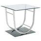 Juego de mesa auxiliar y de centro con tapa de vidrio de 3 piezas Danville, cromado