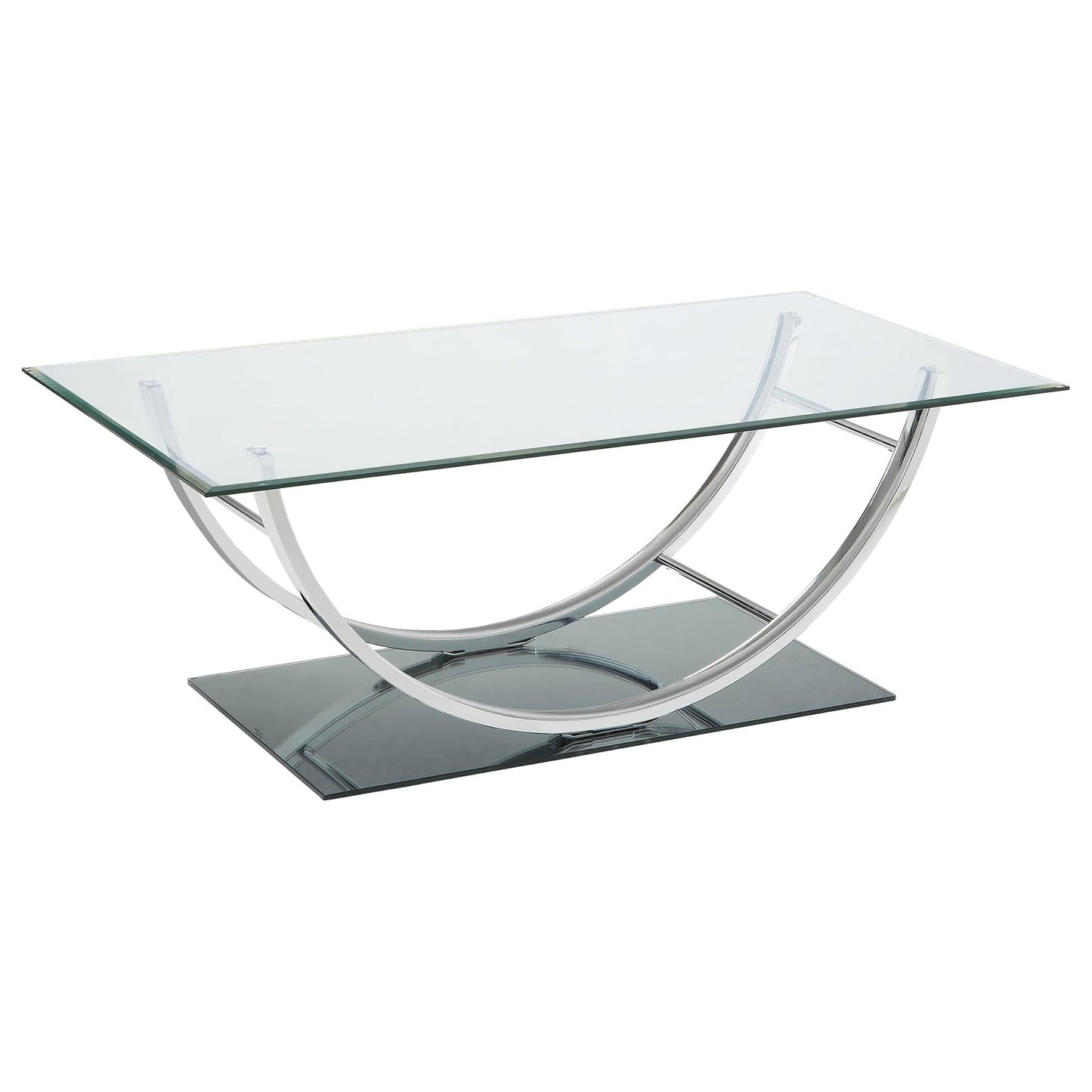 Juego de mesa auxiliar y de centro con tapa de vidrio de 3 piezas Danville, cromado