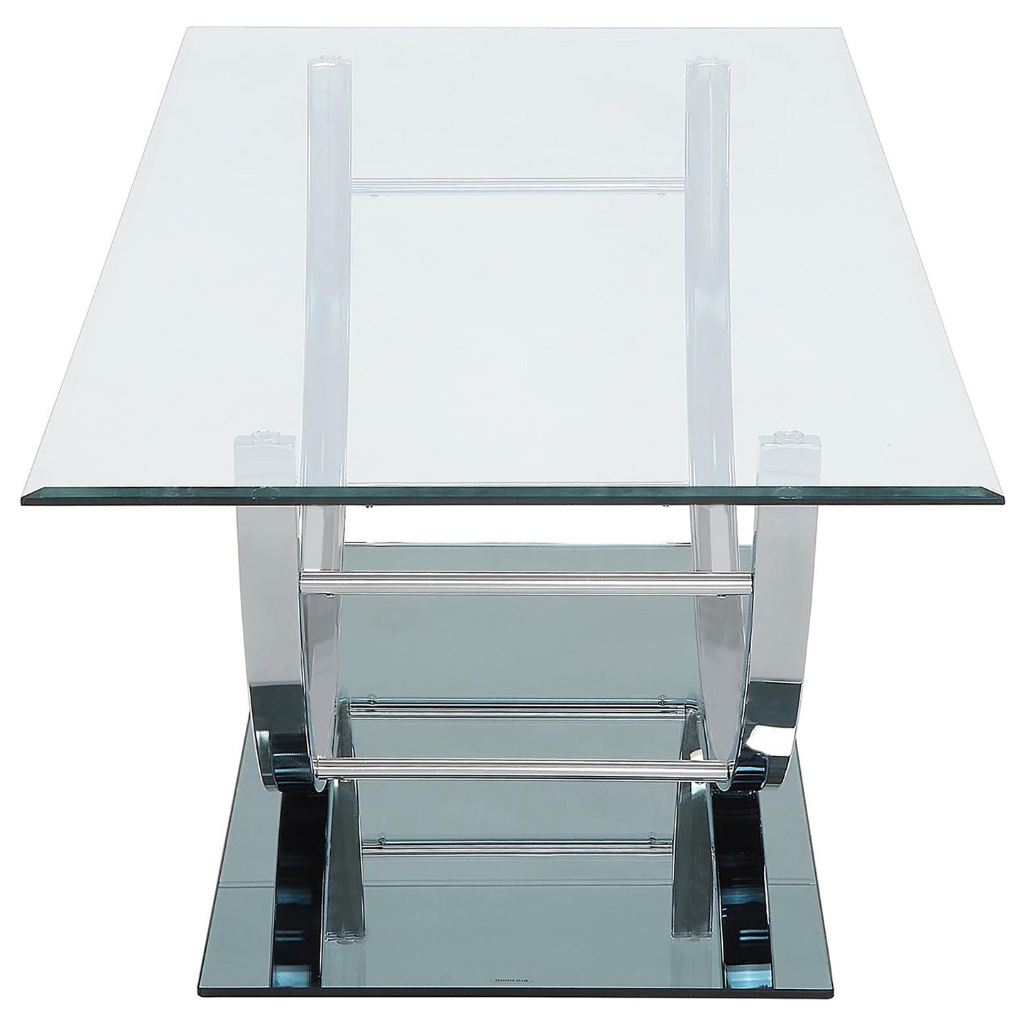 Juego de mesa auxiliar y de centro con tapa de vidrio de 3 piezas Danville, cromado