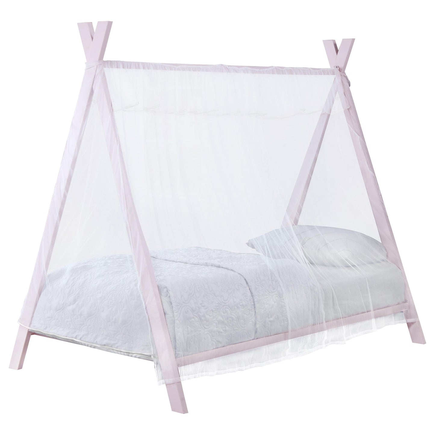 Fultonville Metal Twin Tent Bed with 7-inch Mattress Pink