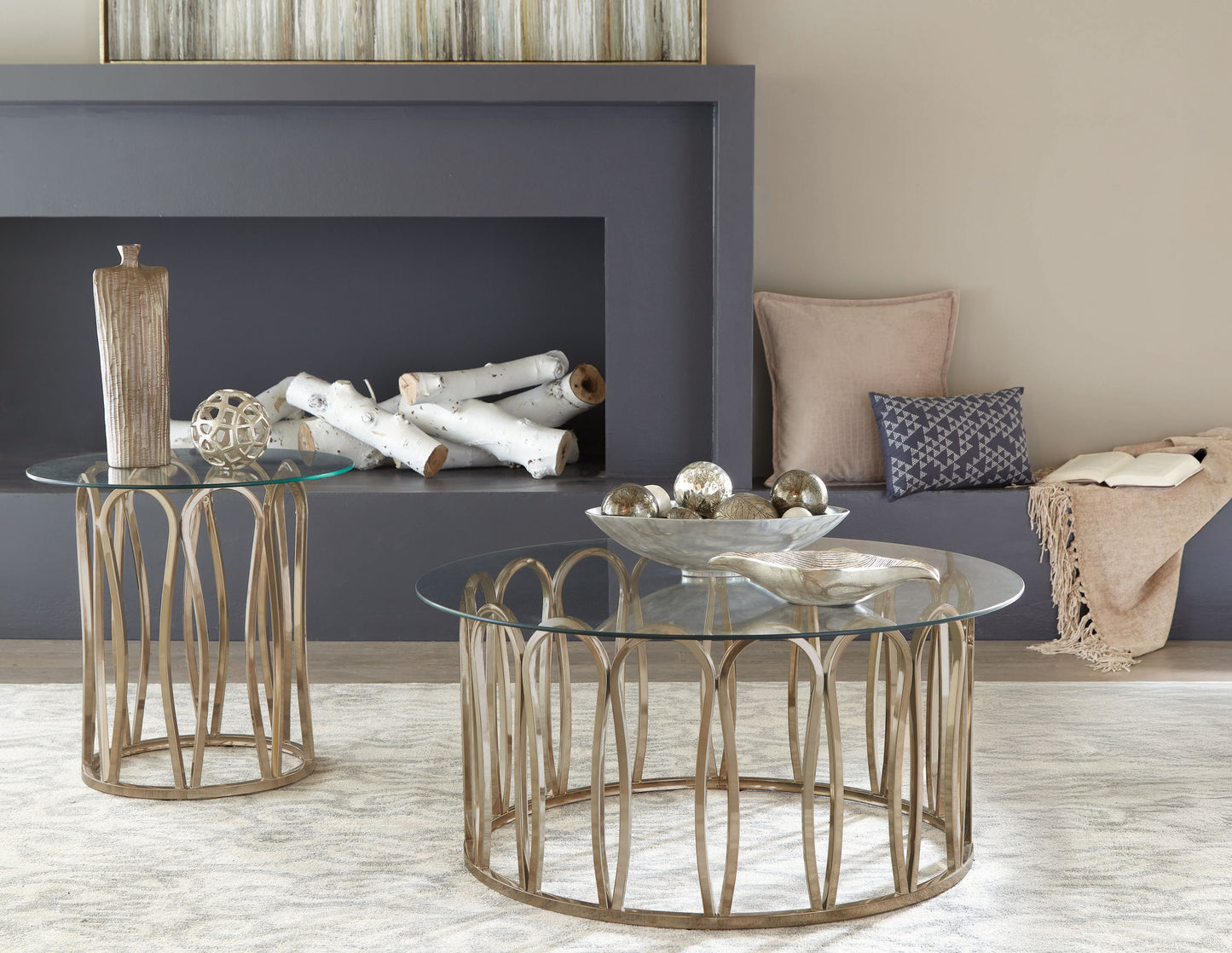 Monett 2-piece Coffee and End Table Set Chocolate Chrome