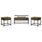 Juego de mesa auxiliar y de centro elevable Byers de 3 piezas en roble marrón