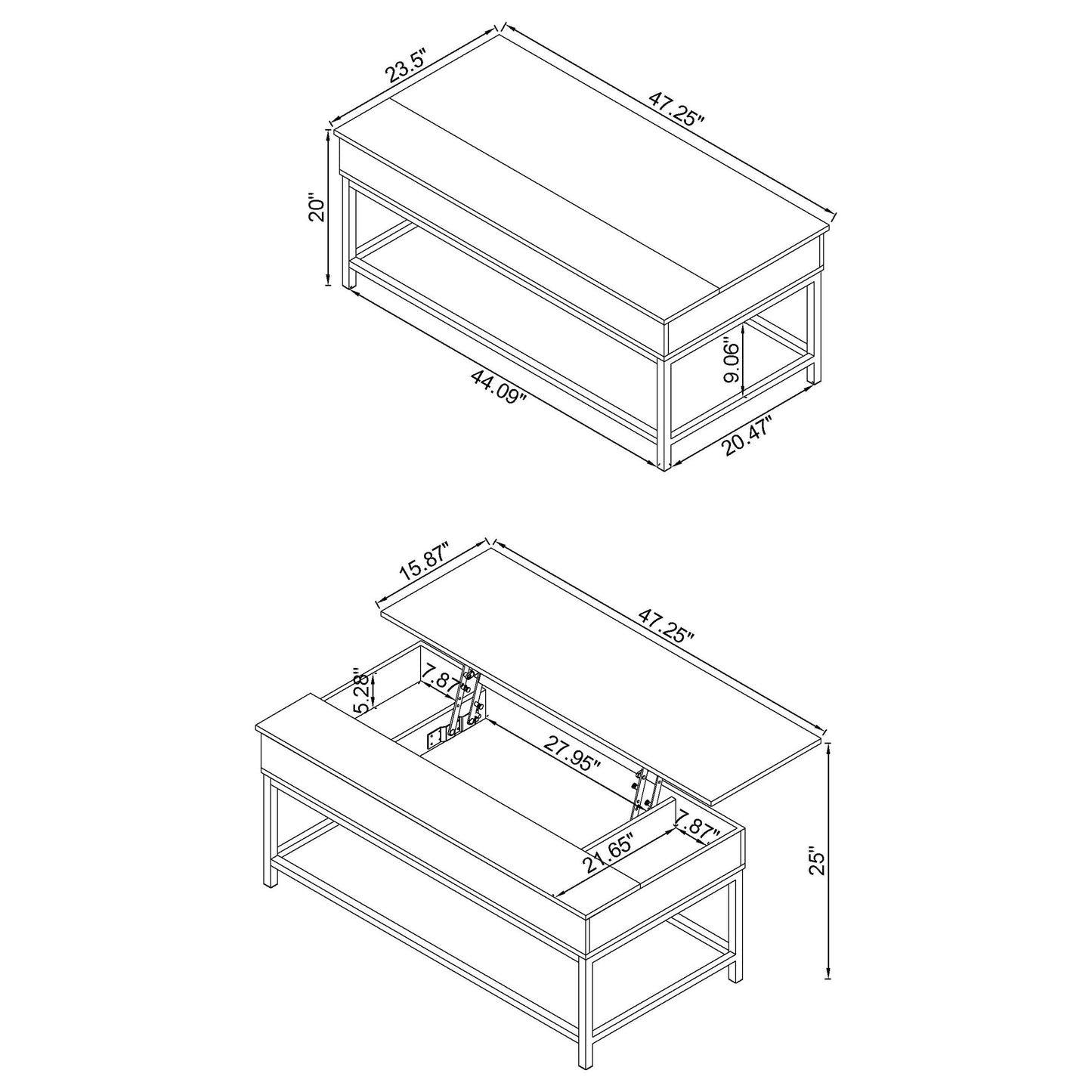 Juego de mesa auxiliar y de centro elevable Byers de 3 piezas en roble marrón