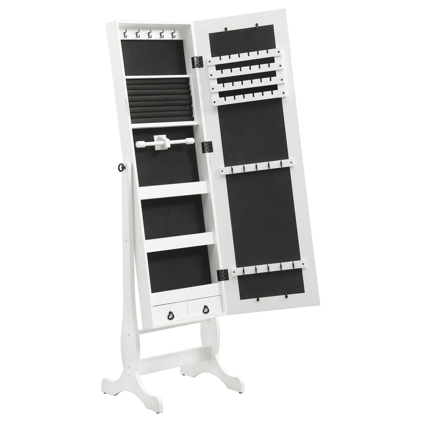 Espejo de cuerpo entero Batista con compartimento para guardar joyas, color blanco