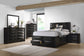 Cama con librería y almacenaje Briana Wood California King, color negro