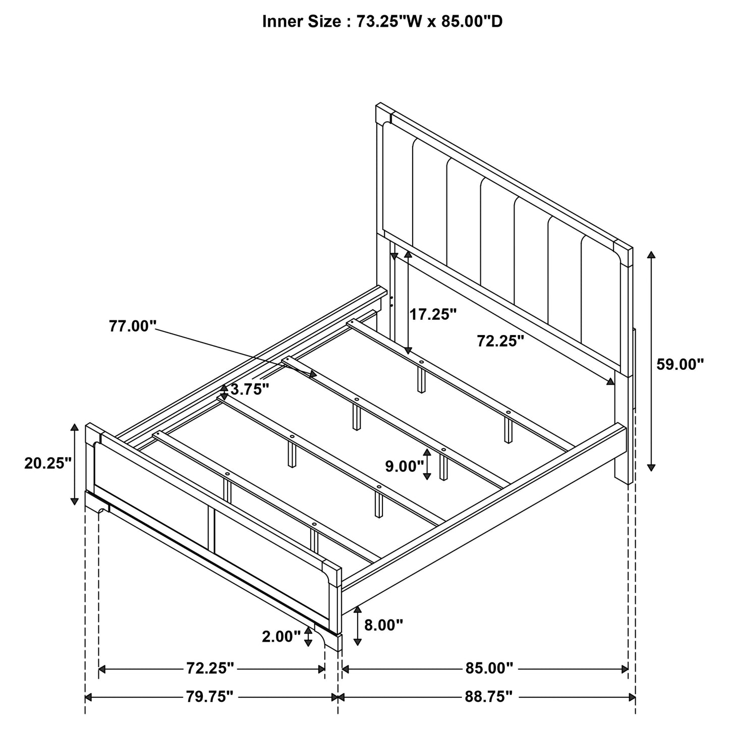 Juego de dormitorio California King de 4 piezas Gran Park en color cacao oscuro