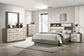 Cabecero con estantería para cama queen Fenwick de roble gris