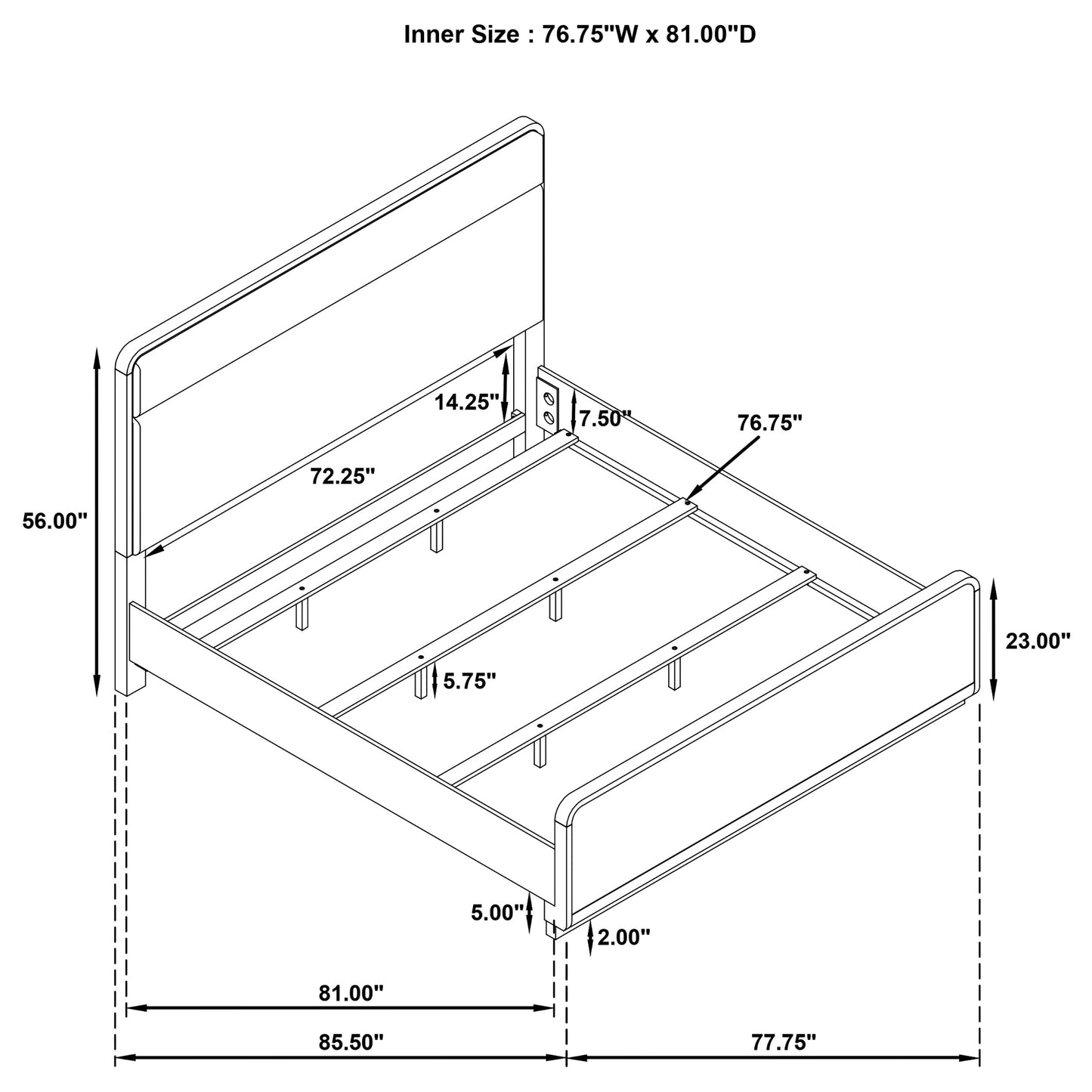 Juego de dormitorio Ladera de 4 piezas Eastern King en olmo claro