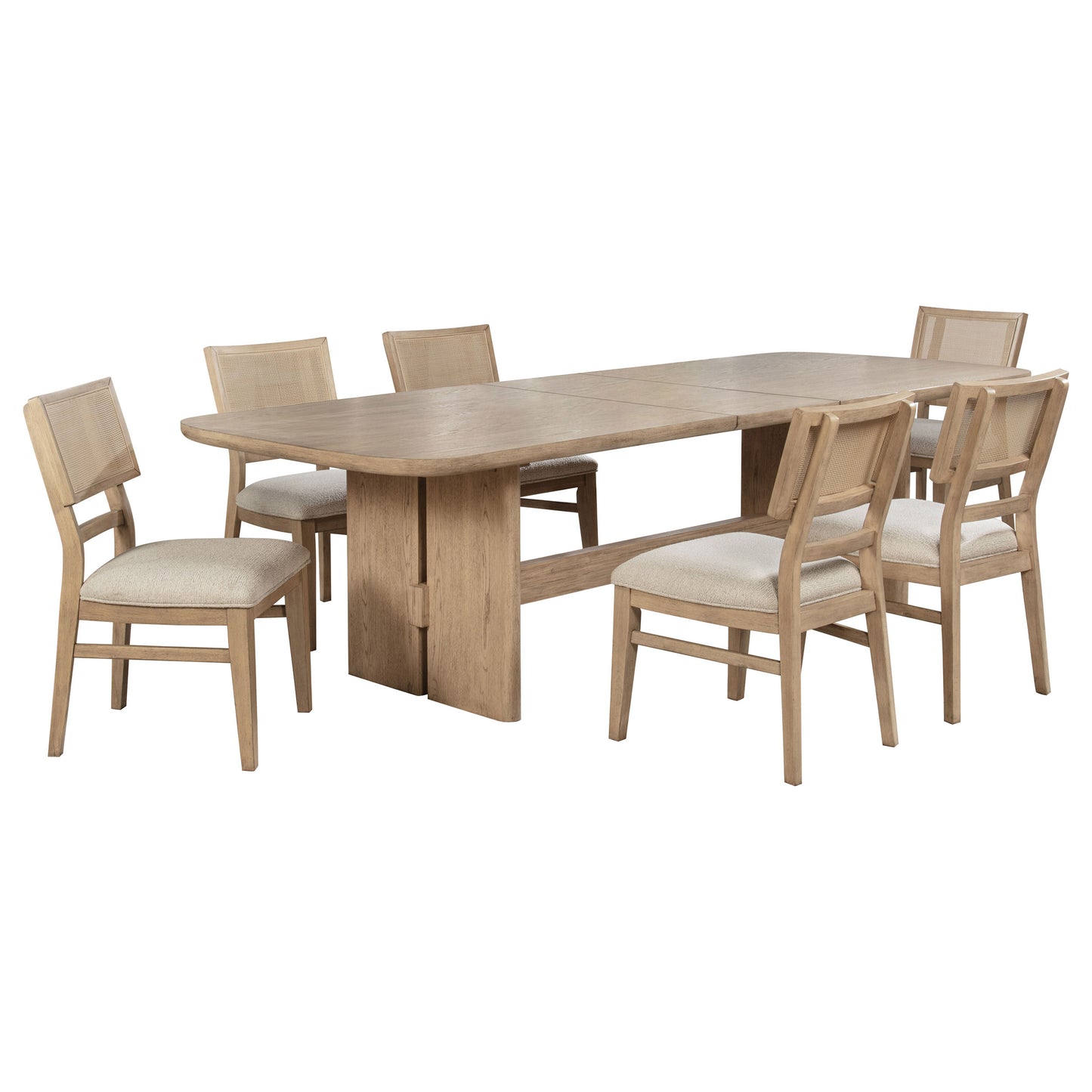 Juego de mesa de comedor rectangular Kailani de 7 piezas de madera de roble beige