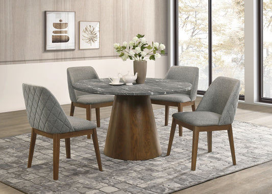Franklin 5-piece Round Dining Table Set Grey and Dark Oak