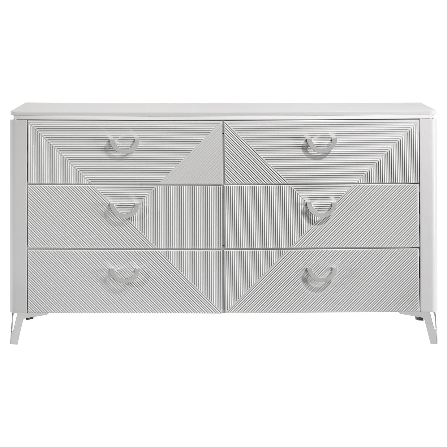 Cassia 6-drawer Bedroom Dresser Cabinet White High Gloss