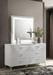 Cassia 6-drawer Dresser Cabinet with Mirror White High Gloss