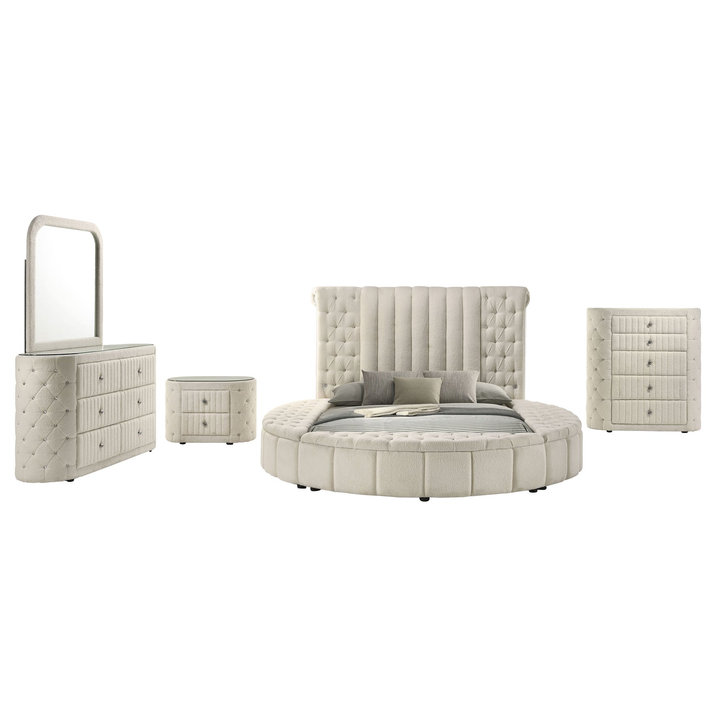 Sonya 5-piece Upholstered Queen Bedroom Set Ivory