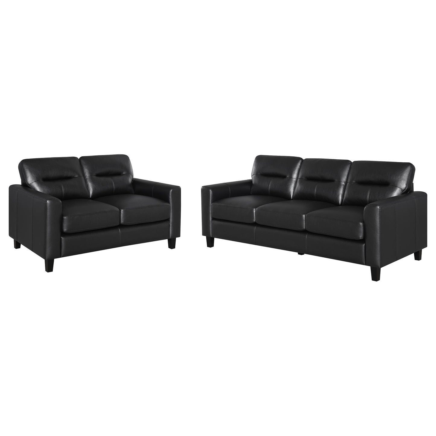 Scotland 2-piece Faux Leather Upholstered Sofa Set Black