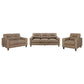 Scotland 3-piece Faux Leather Upholstered Sofa Set Brown